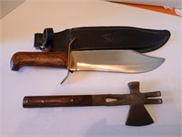 Bowie knife made in Pakistan and a do it all axe