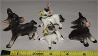 (4) Vtg Bone China Donkey Burro Figures