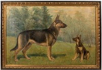 Large Oil on Canvas - German Shepherds