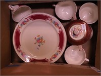 Box of Homer Laughlin china dinnerware A49N6