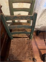 2 ladder back cane bottom chairs