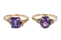 TWO 10K GOLD AND GEM-SET DRESS RINGS, 5g