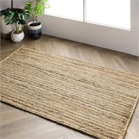 $65-Hand Woven Farmhouse Jute Accent Rug, 2'3" x 4