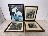 4 PRINTS 1 IS  THOMAS KINKADE BRIDGE OF FAITH