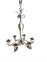 French Iron Round Light Fixture w/ Leaves