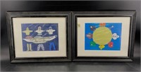 Lot of 2 Stanley J. Mute matted and framed prints,