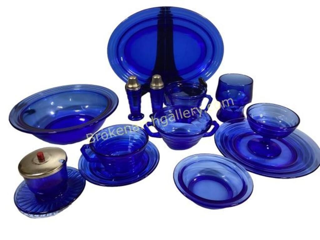 Large Group Cobalt Blue Depression Glass