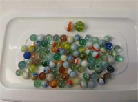 Over 85 Vintage Marbles W/2 Shooters U15A