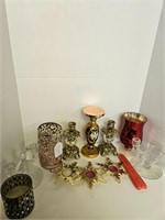 VINTAGE CANDLE STICK HOLDERS & CANDLES