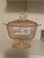 1950s pink candy dish glassware