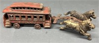 Cast Iron Horse Drawn Trolley Car