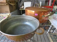 ASSORTED COPPER AND STAINLESS STEEL POTS