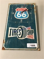 GLASS TIRES SERVICE/ROUTE 66 CLOCK SIGN 10X16