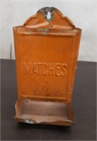 Antique Pressed Metal Match Keeper 6" tall