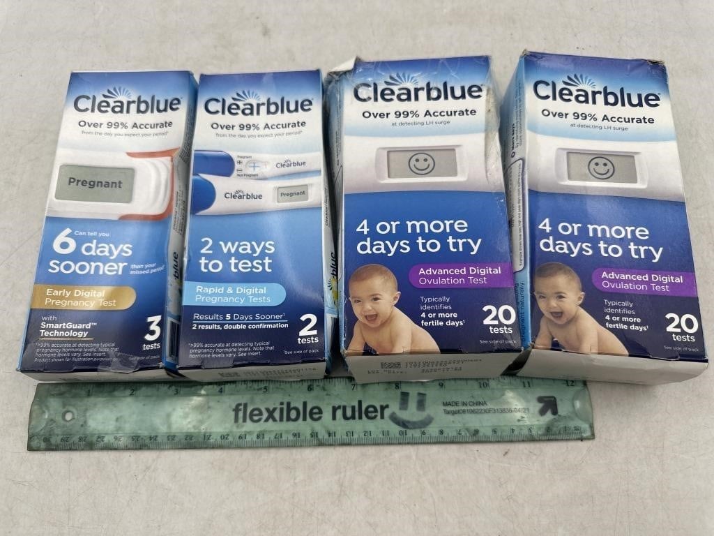 NEW Lot of 4- Clearblue Pregnancy & Ovulation Test