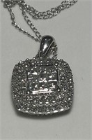 10KT WHITE GOLD DIAMOND PENDANT WITH 18INCH
