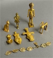 Collection of Small Gold Metal Figurines