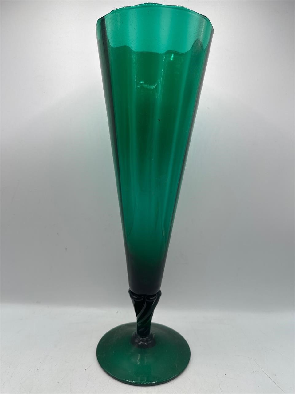 15" Empoli teal glass vase