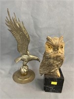 Brass Eagle with Marble Owl