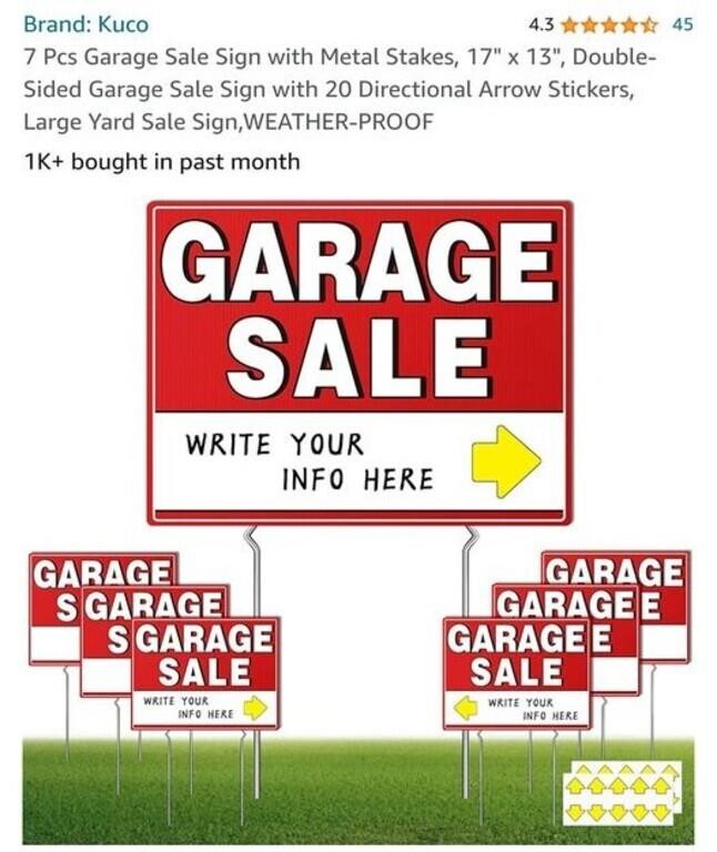 MSRP $26 Garage Sale Sign Set