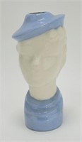 Block Pottery lady head vase, 6", glaze flake to