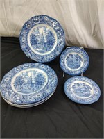 8 Staffordshire Liberty Blue Plates