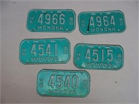 Five MONOMA Bike License Plates