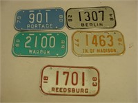 Five Mixed Bike License Plates