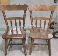 Pair of Hardwood Chairs-Vintage