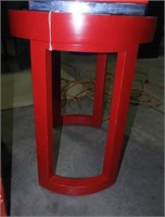 Lot #2184 - Red round lamp table 24” - Coca Cola