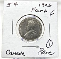 1926 Fair 6 Canadian Nickel