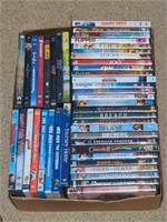 Box of Blu Ray and DVD movies and TV shows
