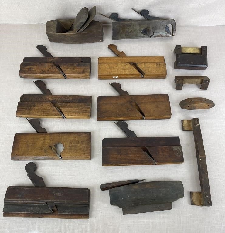 Assortment of Antique Scrapers and Molding Planes