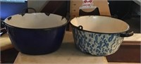 2 enamelware pots