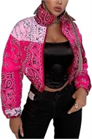 Tanming Women's Cropped Puffer Jacket Full Zip Li
