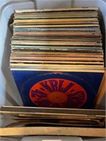 Tote of Vinyl Albums, Variety of Artists & Genres