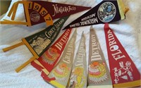 Small vintage pennants, (8) 1 dated 1957