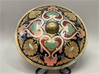 Asian Enameled Brass Shield w/Sword Mounts