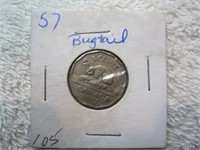 .5 cent 1957 Bugtail (Very Fine)