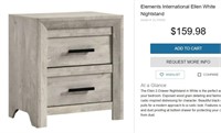 WR53 Elements International Ellen White Nightstand