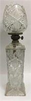 Rare Cut Glass Table Lamp With Chimney