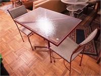 Mid-century red metal pedestal table with
