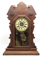 Antique Waterbury Clock Co. Wood Kitchen Clock,
