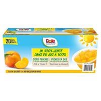 20-Pk Dole Diced Peaches Cups, 107 mL