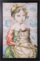 TSUGUHARU FOUJITA ORIGINAL OIL CAT PAINTING  AFTER