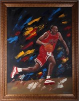 LEROY NEIMAN CHICAGO BULLS ORIGINAL OIL AFTER