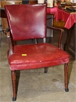 RED UPHOLSTERED ARM CHAIR