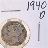 1940 D Mercury Silver Dime