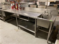 120" Stainless Steel Work Table With Sinks