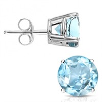 6MM Round Cut Sky Blue Topaz 2CTW Stud Earrings in